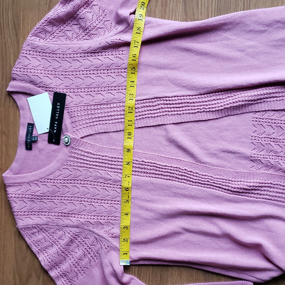 Nappa Valley 2 in One Long Sleeve Sweater Pink Blossom Petite Medium NWT - Picture 11 of 16